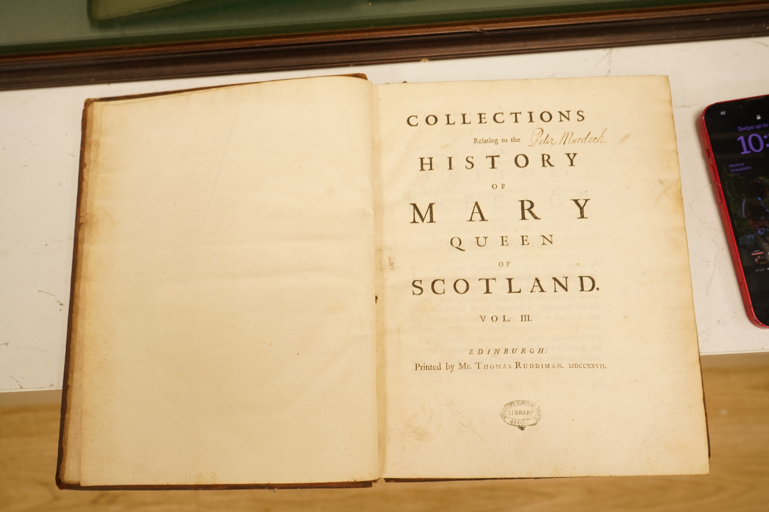 Collections Relating to the History of Mary Queen of Scotland ... vols.I-III only (ex.4); contemp. gilt ruled calf, 4to. Edinburgh, 1727; Boswell, James - Life of Johnson: including the Tour to the Hebrides. new edition,